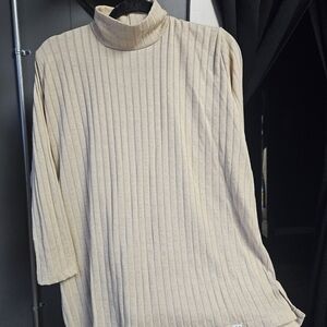 BYTAVI Cream Ribbed Turtleneck Sweater